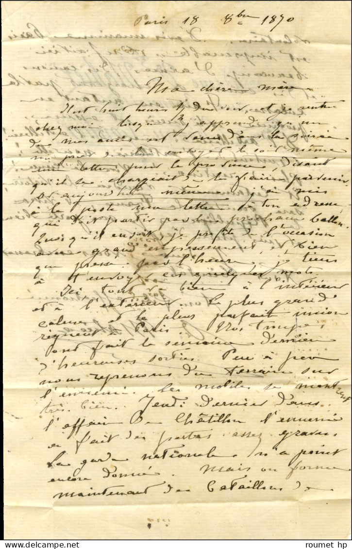 Lettre Avec Texte Daté De Paris Le 18 Octobre 1870 Pour Château-Gontier, Au Recto GC 3179 / N° 29 Càd T 17 ROCROI (7) 19 - Oorlog 1870