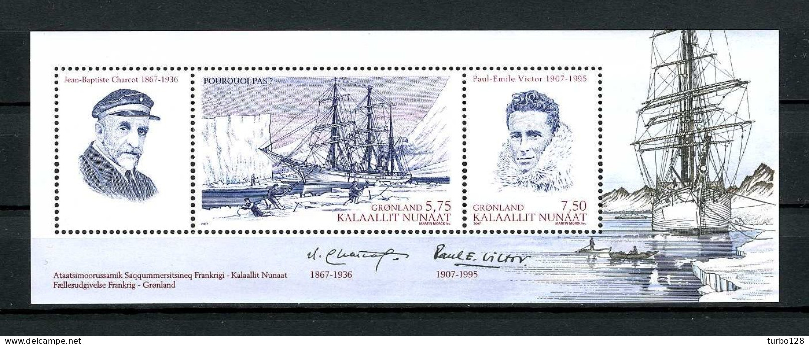 ...RARE... GROENLAND 2004 Bloc  N° 38 ** Neuf  MNH Superbe Bateaux Boats Ships Charcot Paul-Emile Victor - Blokken