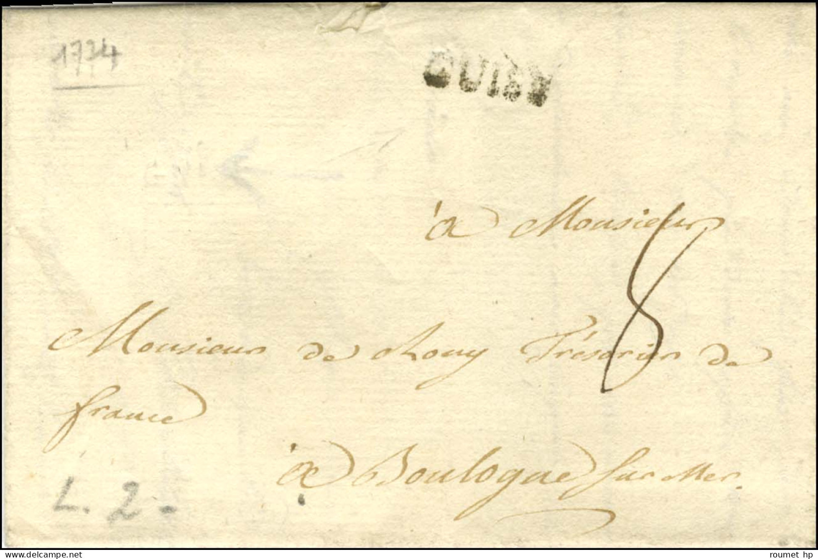 GUISE (L N° 2, 17mm) Sur Lettre Avec Texte Daté Du 14 Avril 1774 Pour Boulogne Sur Mer. - TB. - R. - Sonstige & Ohne Zuordnung