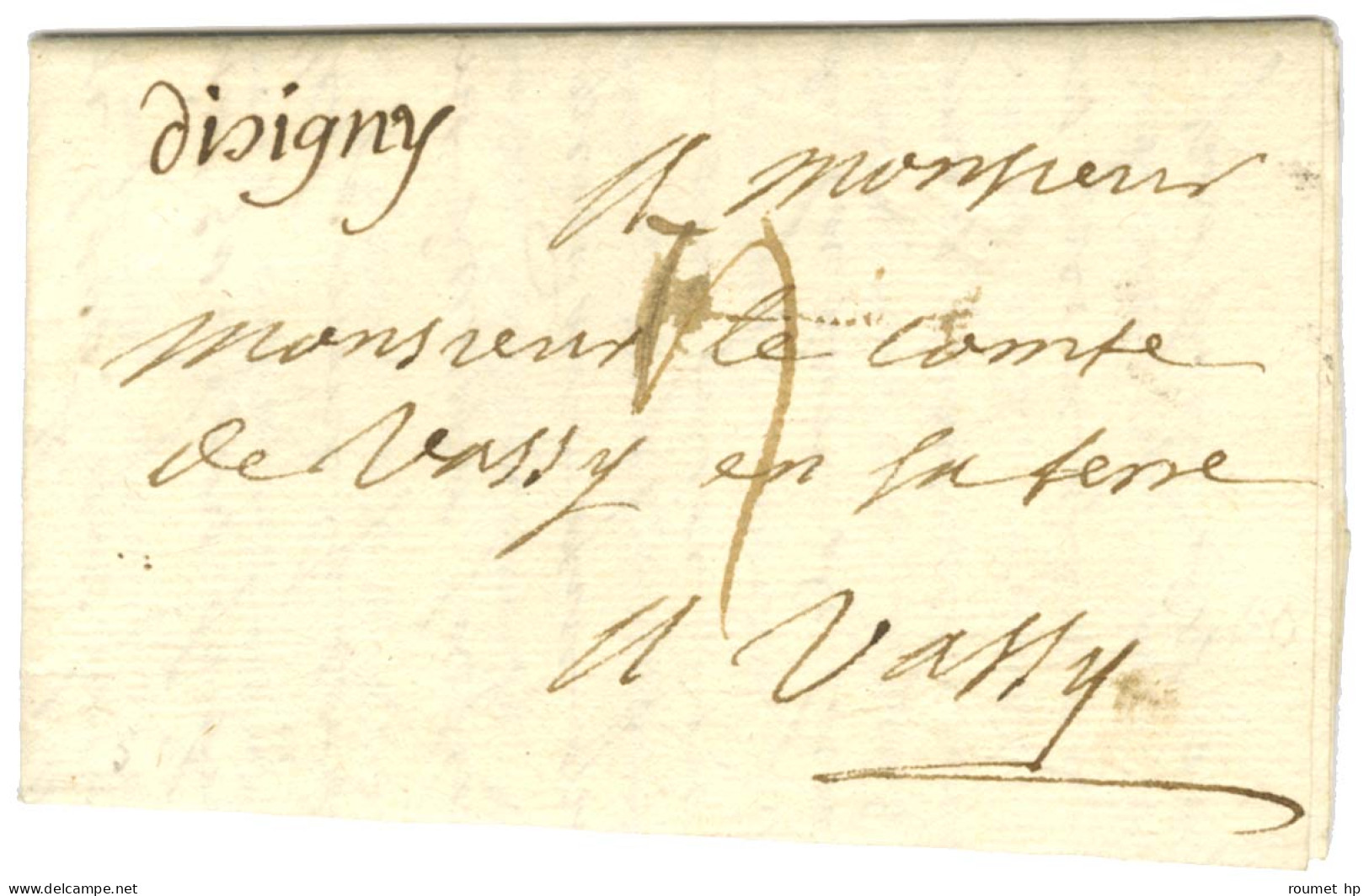 '' Disigny '' (L N° 7) Sur Lettre Avec Texte Daté Du 22 Novembre 1731 Pour Vassy. - SUP. - Andere & Zonder Classificatie