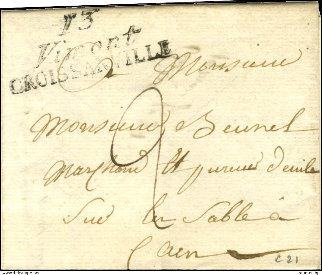 13 / Vimont / CROISSANVILLE Sur Lettre Avec Texte Daté 1829 Pour Caen. - TB / SUP. - R. - Andere & Zonder Classificatie