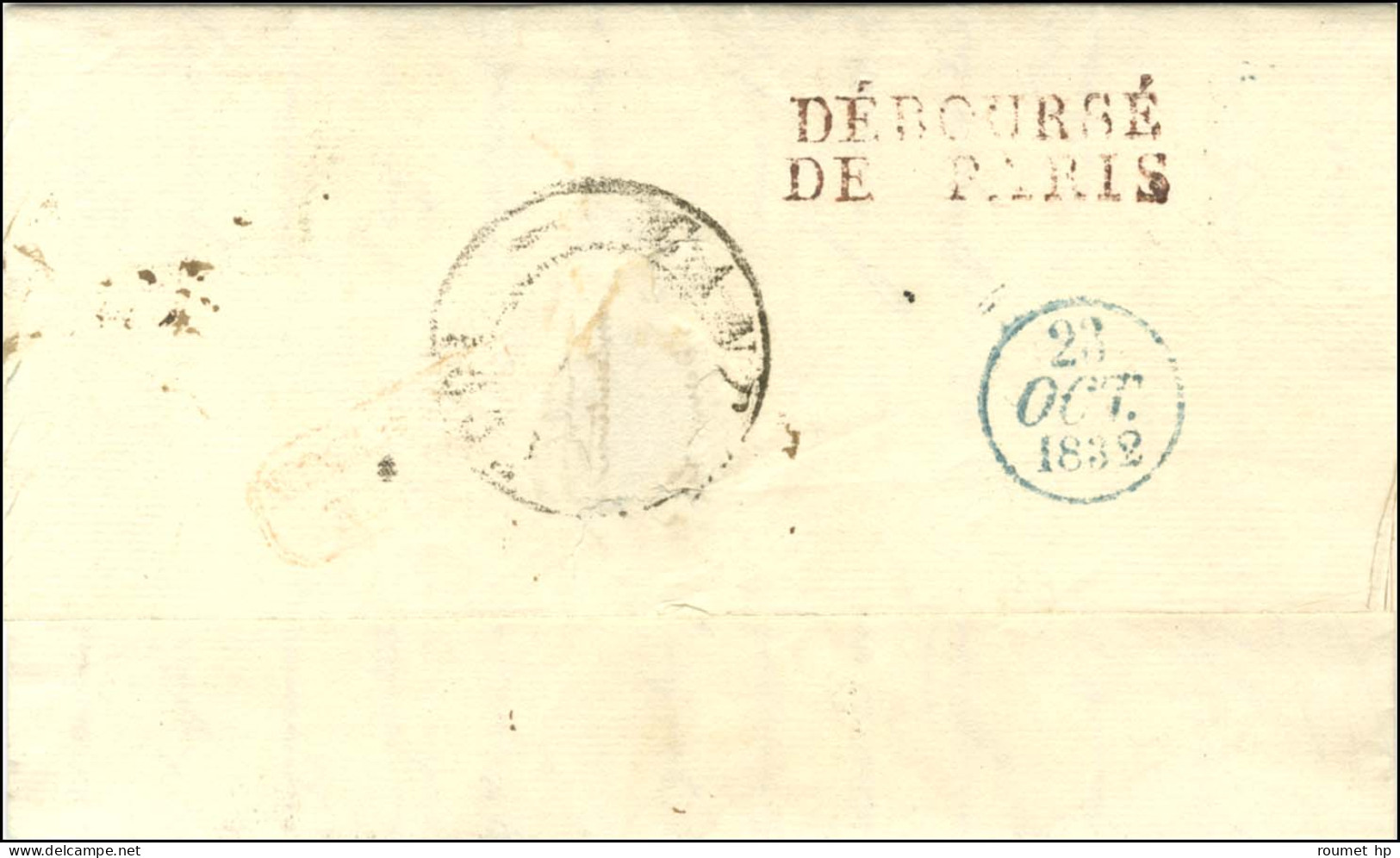 DEBOURSE / DE PARIS Rouge Sur Lettre Avec Texte Daté De Saumur. 1832. - TB / SUP. - R. - Sonstige & Ohne Zuordnung