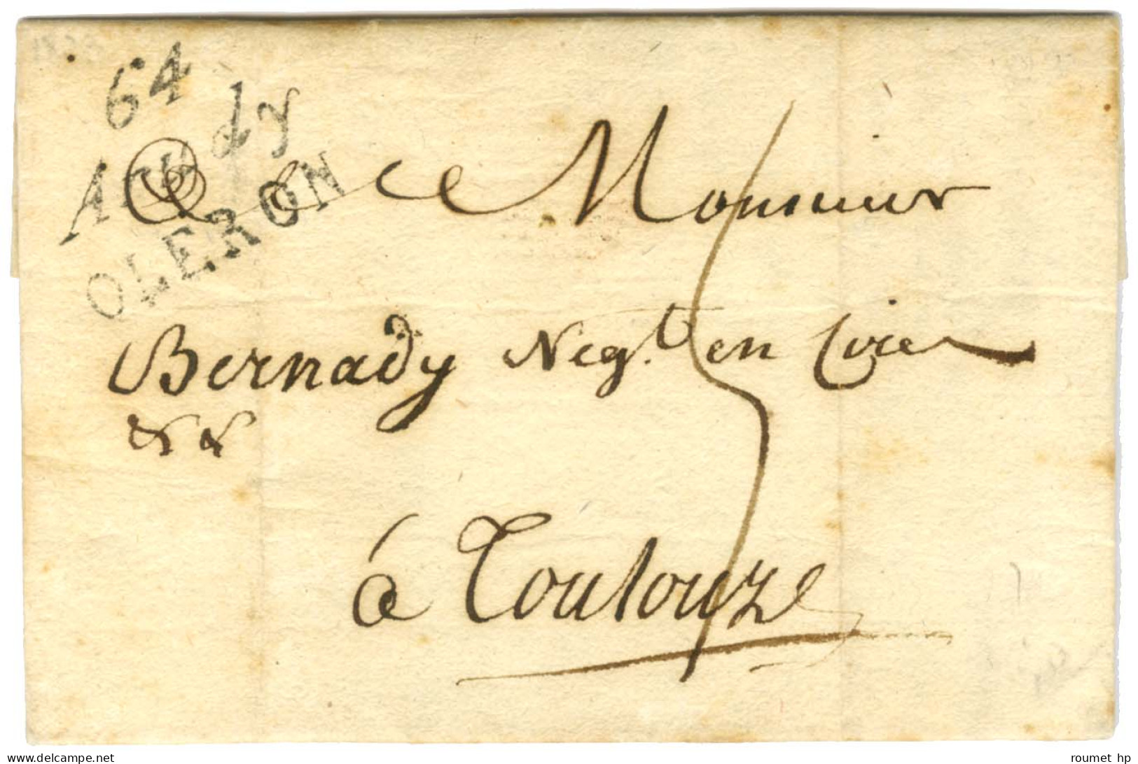 64 / Arudy / OLERON Sur Lettre Avec Texte Daté 1823 Pour Toulouse. - TB / SUP. - Autres & Non Classés