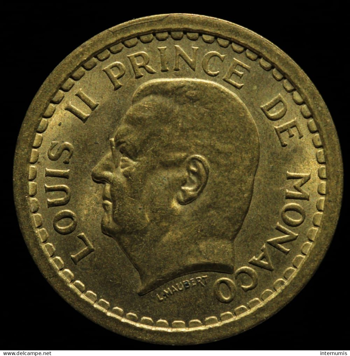 Monaco, Louis II, 2 Francs, ND (1943), Alu-Br, NC (UNC), KM#121a, G.MC134 - 1922-1949 Luigi II