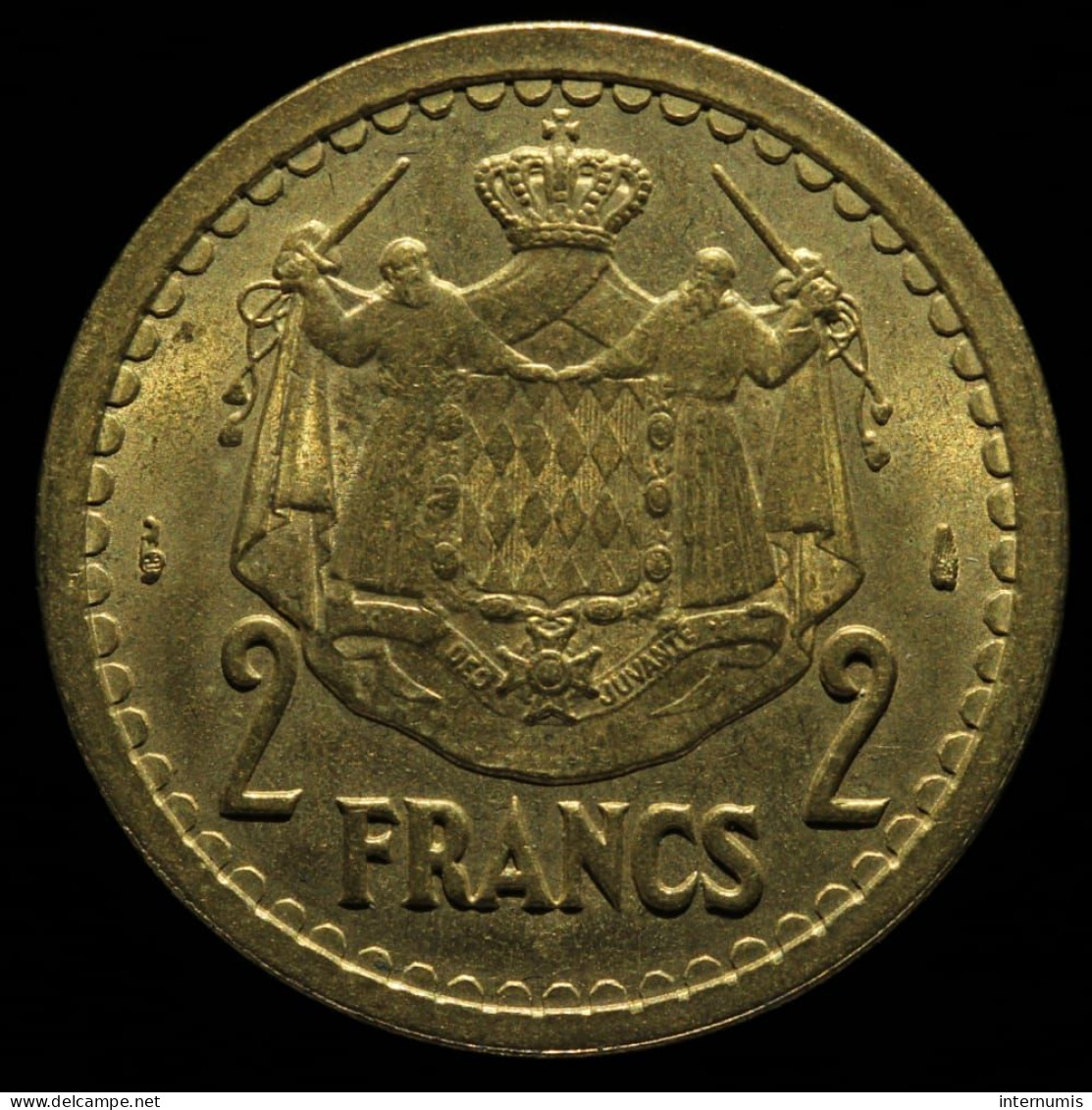 Monaco, Louis II, 2 Francs, ND (1943), Alu-Br, NC (UNC), KM#121a, G.MC134 - 1922-1949 Louis II