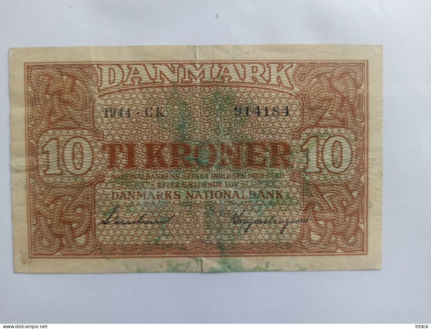 Billet Danemark 10 Kroner 1944 - Dinamarca