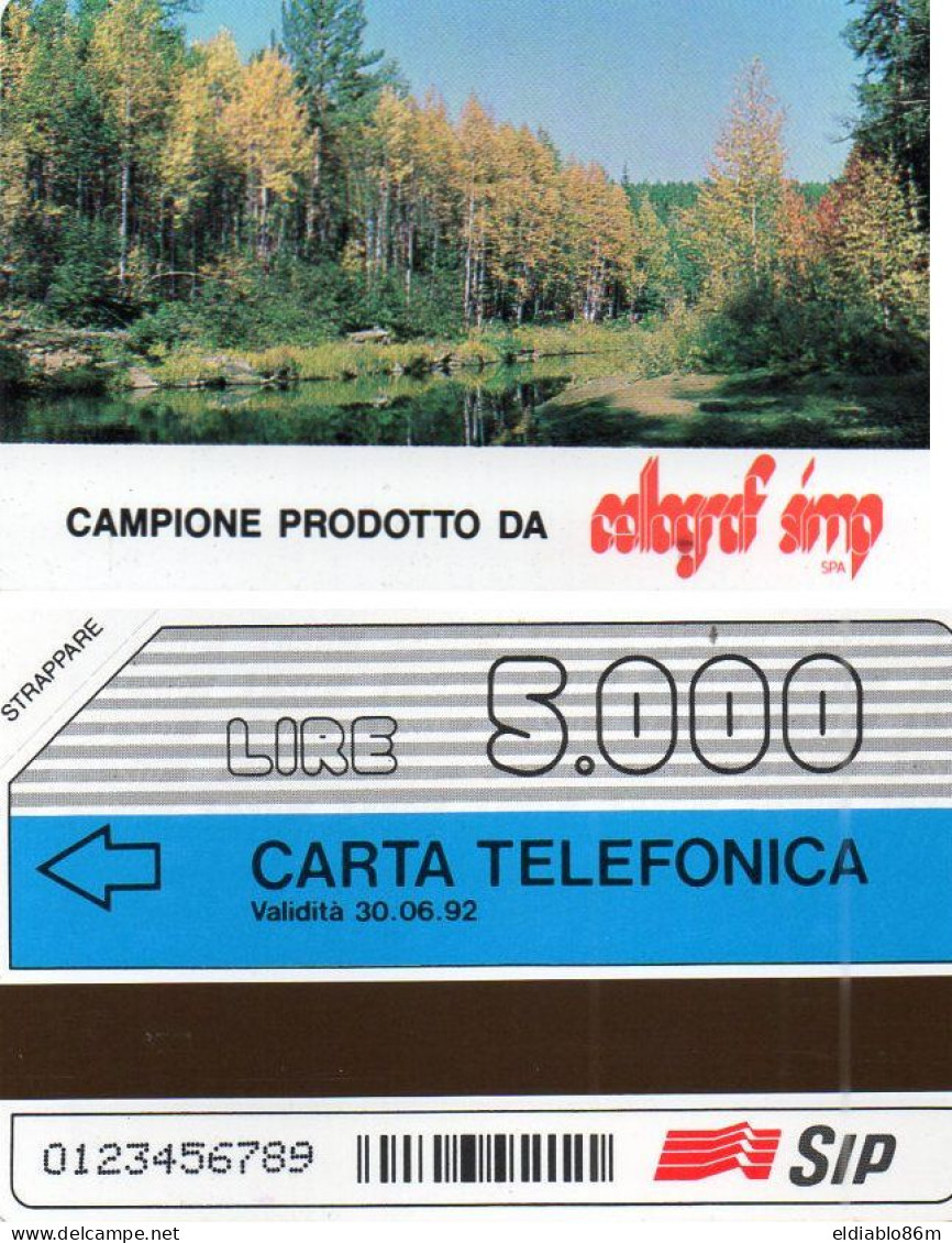 ITALY - MAGNETIC CARD - SIP - TEST CARD - CAMPIONE CELLOGRAF SIMP - OCR 0123456789 - MINT - Tests & Diensten