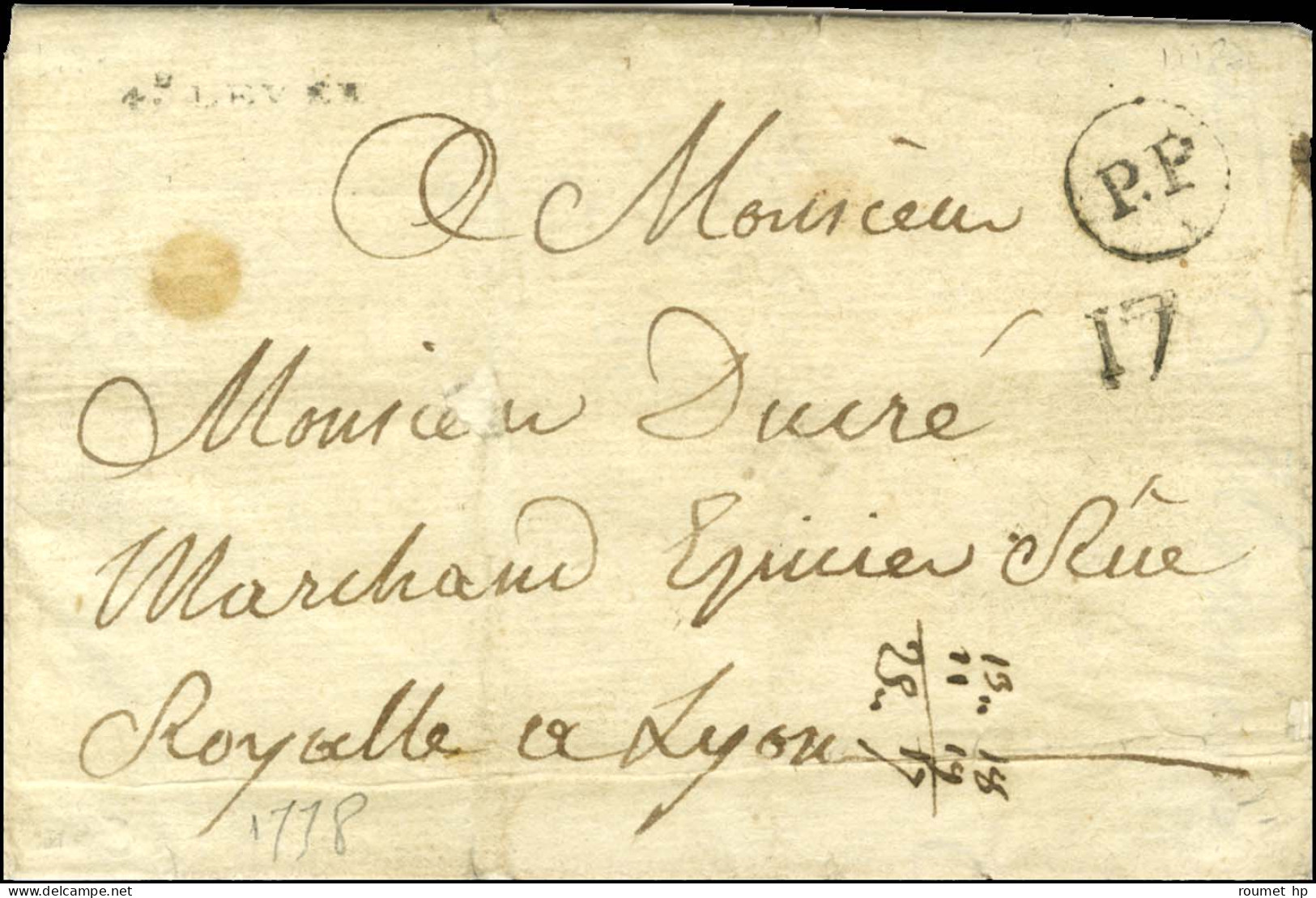 Lettre En Port Payé (L N° 3) Avec Texte Daté De Lyon Le 17 Juin 1778 Adressée Localement. - TB / SUP. - R. - Sonstige & Ohne Zuordnung