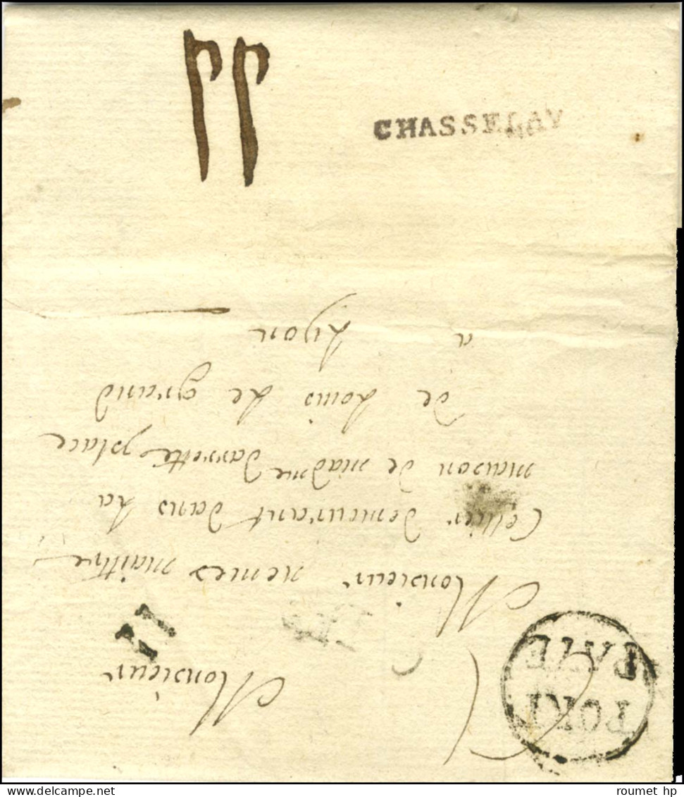 CHASSELAY Rougeâtre Au Verso D'une Lettre Avec Texte Daté Du 12 Octobre 1790 Adressée En Port Payé à Lyon. - SUP. - R. - Other & Unclassified