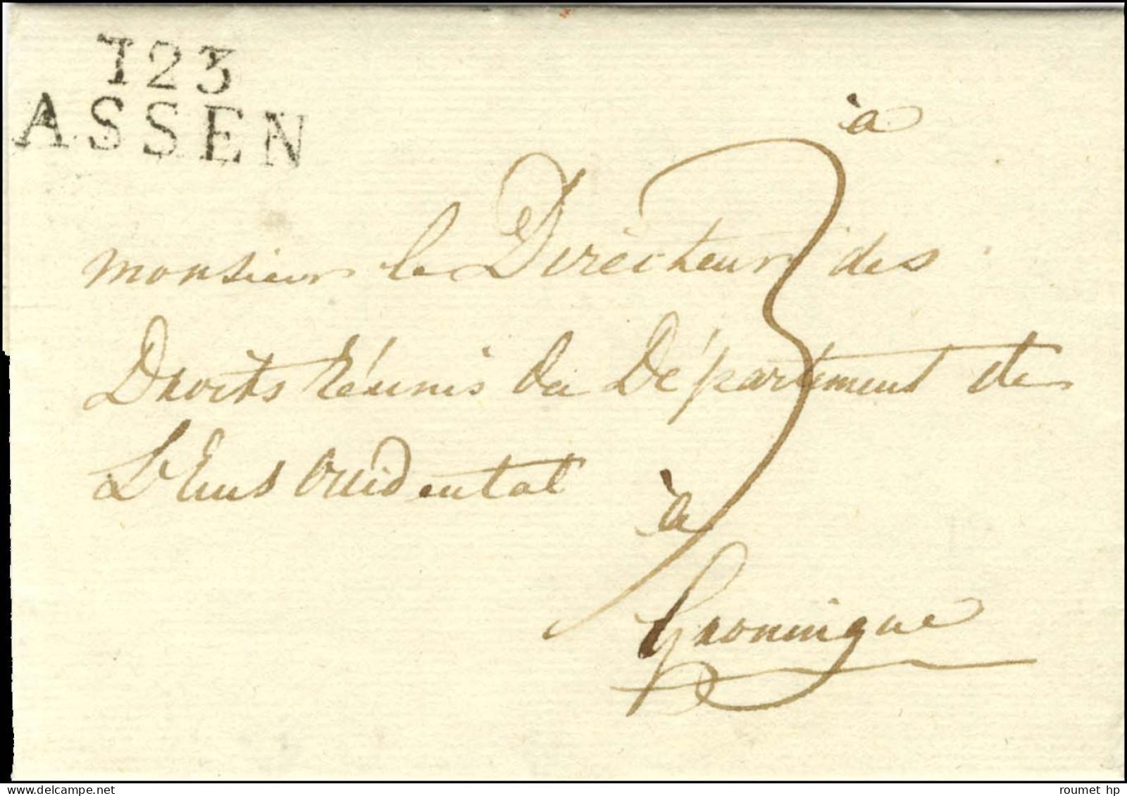 123 / HASSEN Sur Lettre Avec Texte Daté Du 21 Novembre 1812 Pour Groningue. - SUP. - 1792-1815: Conquered Departments