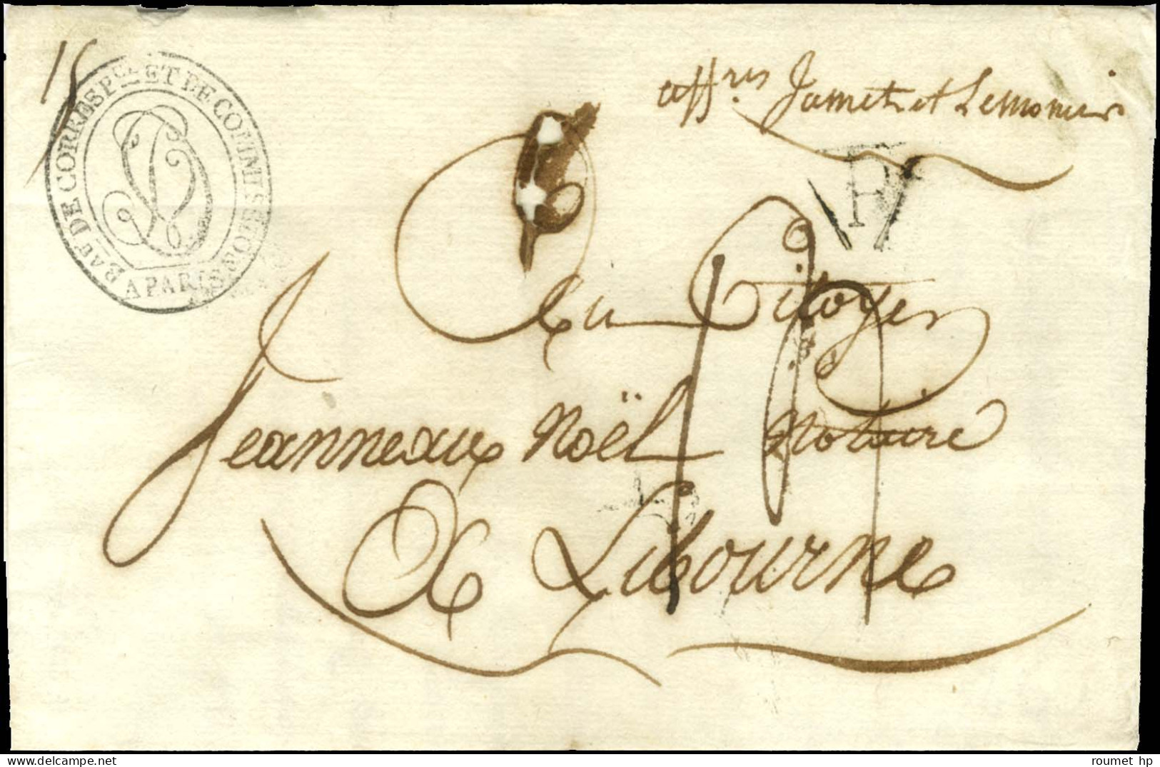 Bau DE CORRESPce ET DE COMMISSION / A PARIS (S N° 9135) Sur Lettre Avec Texte Daté Du 9 Messidor An 9 Signée Violette Et - Unclassified