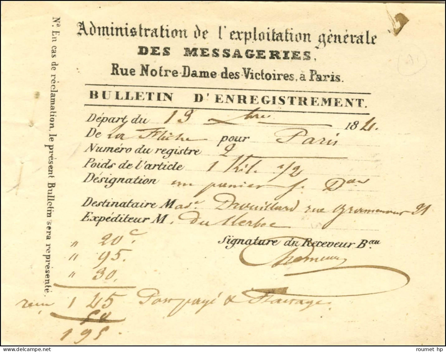 ' Admon De L'Exploition / Des Messagie Royales ' Sur Lettre Avec Texte Daté De Paris Le 13 Février 1834 Pour Dijon + Bul - Non Classés