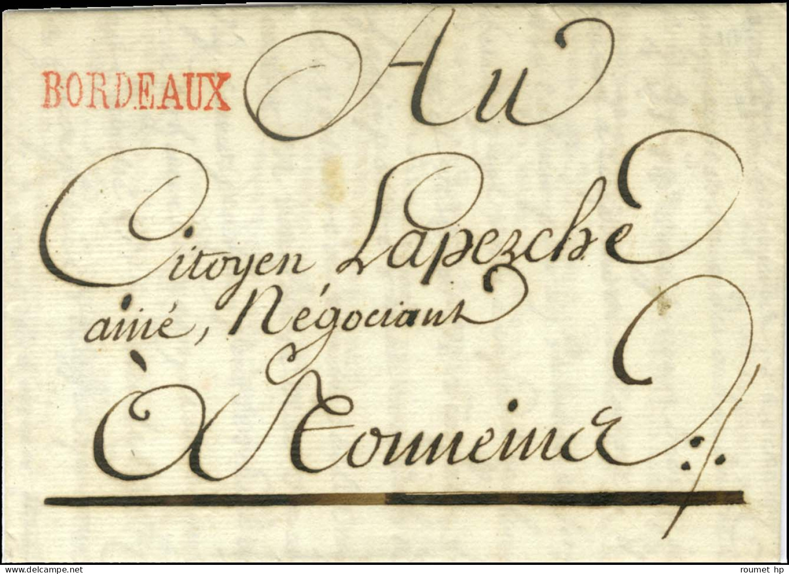 BORDEAUX Rouge Sur Lettre Avec Texte Daté Du 22 Pluviôse An 10 Pour Tonneins. - SUP. - R. - Ohne Zuordnung