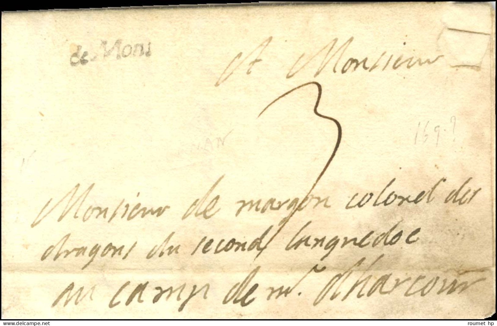 ' De Mons ' (LA N° 31) Sur Lettre Avec Texte Daté '' Au Camp De Mame Près Mons Ce 16 Août 168 [7] ''. - TB / SUP. - R. - Armeestempel (vor 1900)