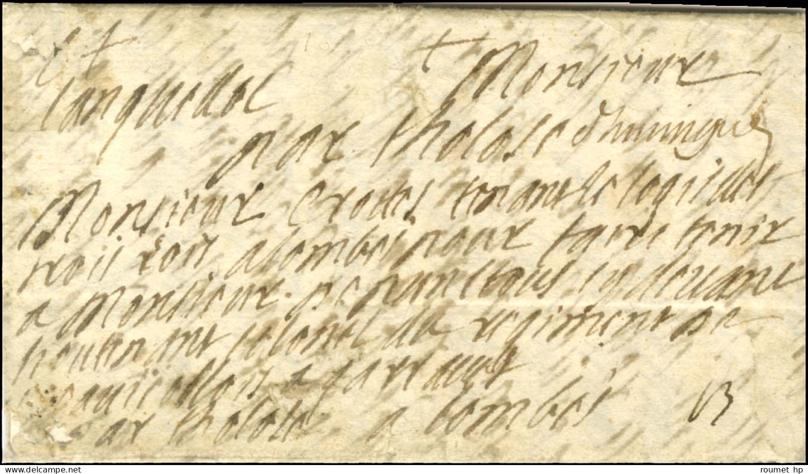 '' D'huningue '' Sur Lettre Avec Texte Daté Du 21 Mars 1690 Pour Lombez. - TB / SUP. - R. - Army Postmarks (before 1900)
