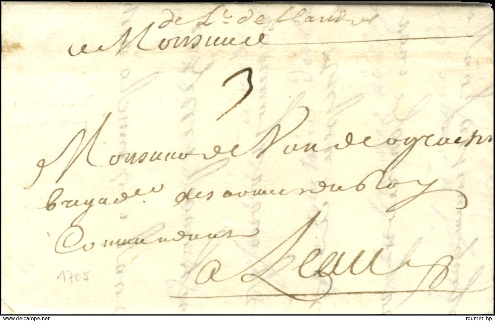'' De L De Flandres '' (SE N° 11) Sur Lettre Avec Texte Daté Du 10 Juin 1705. - TB / SUP. - Legerstempels (voor 1900)