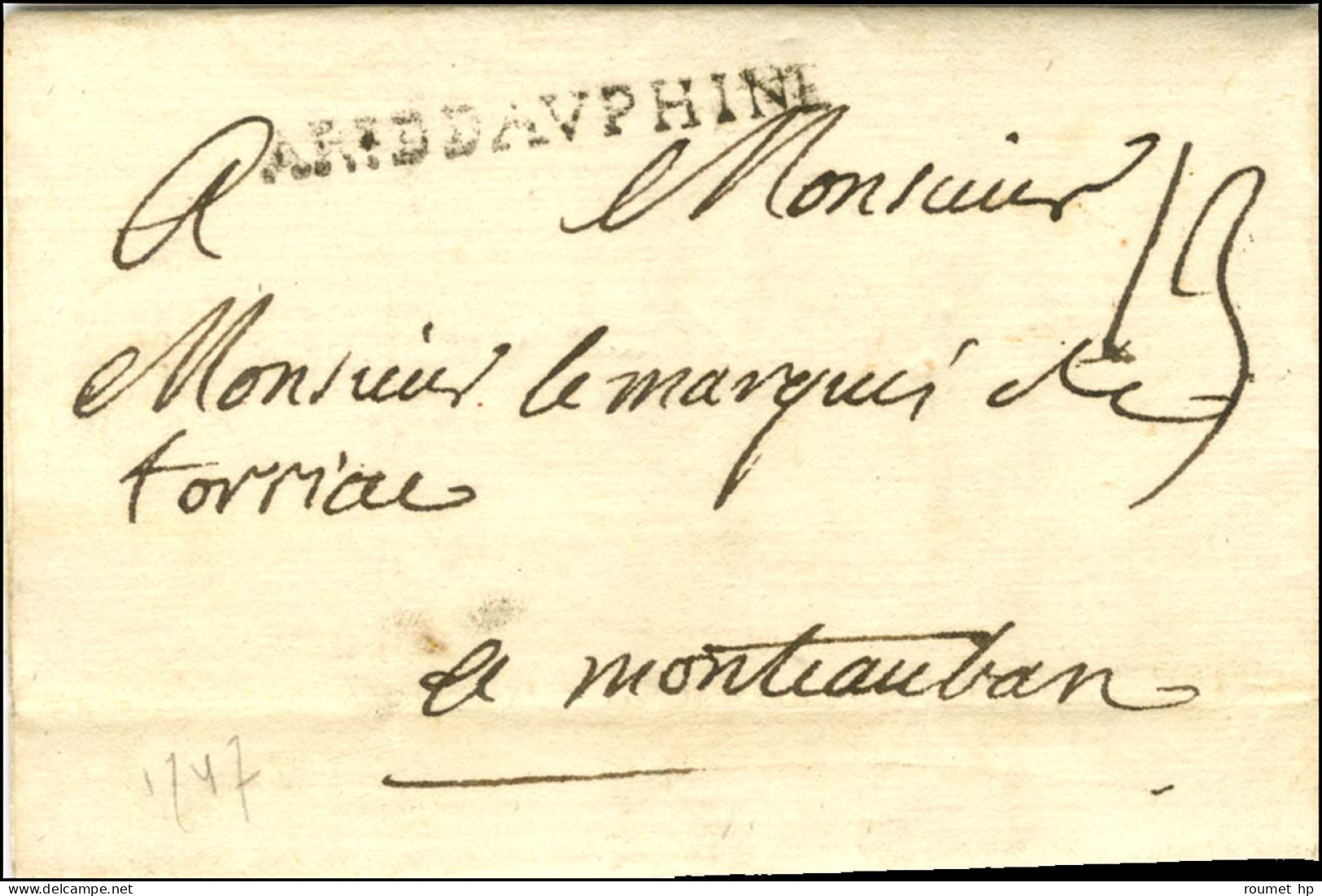 ARe D DAVPHINE (SA N° 34) Sur Lettre Avec Texte Daté De Barcelonnette Le 8 Octobre 1747 Pour Montauban. - TB / SUP. - RR - Legerstempels (voor 1900)