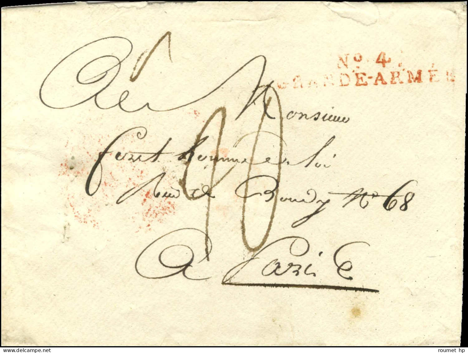 N° 4 / GRANDE-ARMÉE Rouge Sur Lettre Avec Très Bon Texte Daté De Cassel Le 6 Mai 1808 Pour Paris. - TB / SUP. - R. - Marques D'armée (avant 1900)