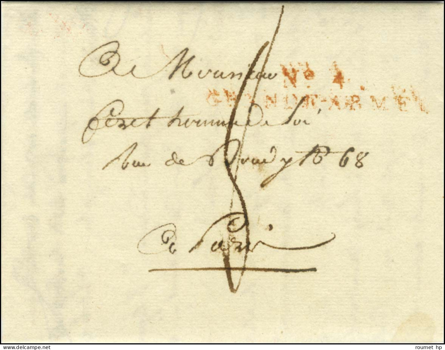 N° 4 / GRANDE-ARMÉE Rouge Sur Lettre Avec Texte Daté De Cassel Le 27 Juillet 1808 Pour Paris. - TB. - Marques D'armée (avant 1900)