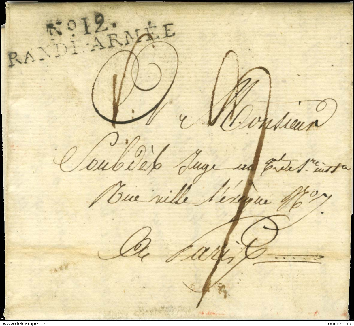 N° 12 / GRANDE-ARMÉE Sur Lettre Avec Bon Texte Daté De Lunebourg Pour Paris. 1808. - TB. - R. - Armeestempel (vor 1900)