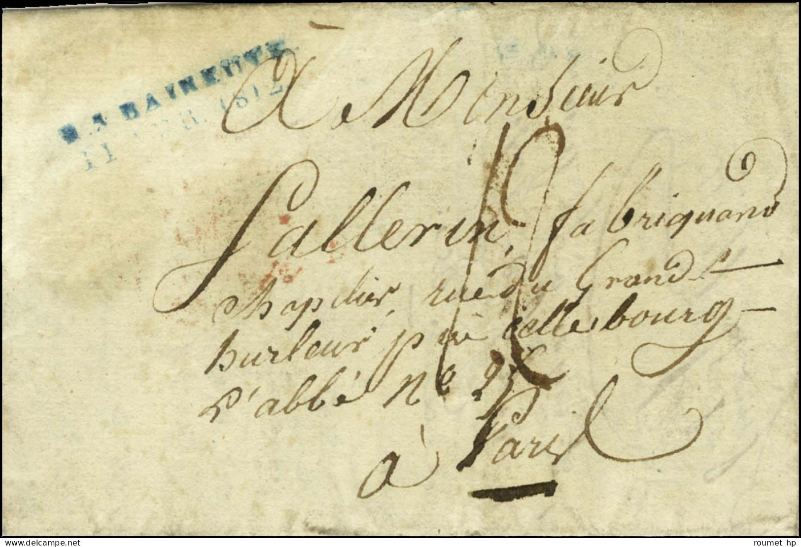 R3 BAYREUTH / 11 AVR. 1812 Sur Lettre Avec Texte écrit Par Un Major à La 1ère Division D'artillerie à Pied De La Garde I - Legerstempels (voor 1900)