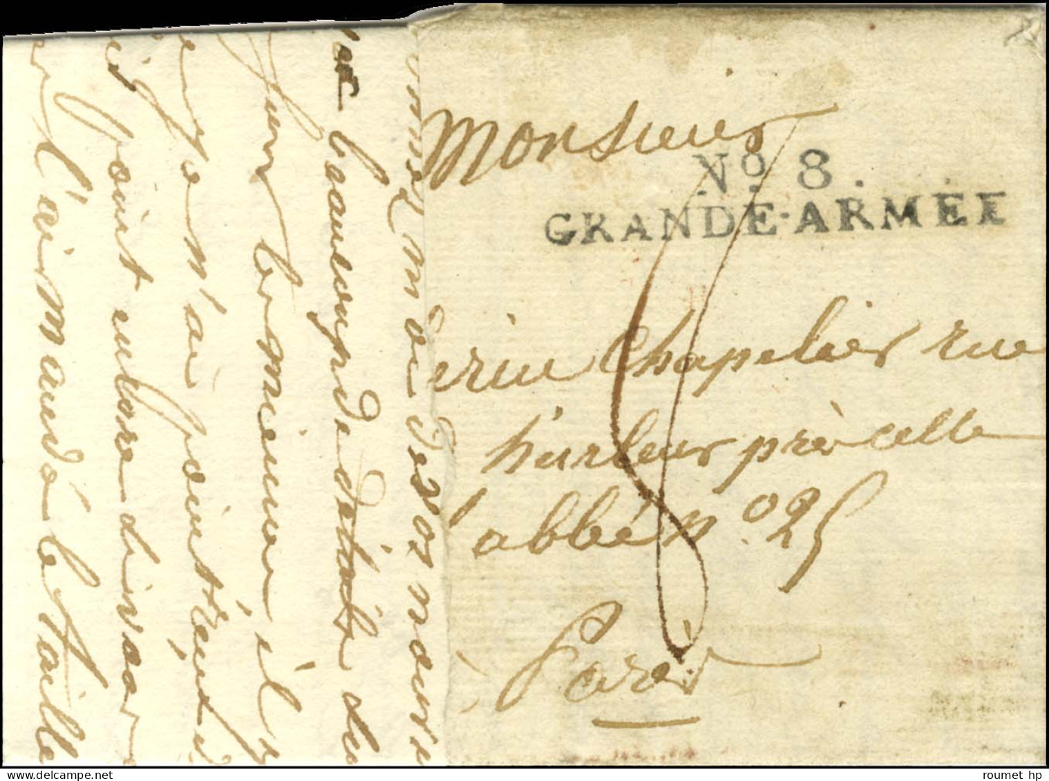 N° 8 / GRANDE-ARMÉE Sur Lettre Partielle Pour Paris Datée Elbing Le 28 Décembre 1812 Avec Un Extraordinaire Texte Décriv - Army Postmarks (before 1900)