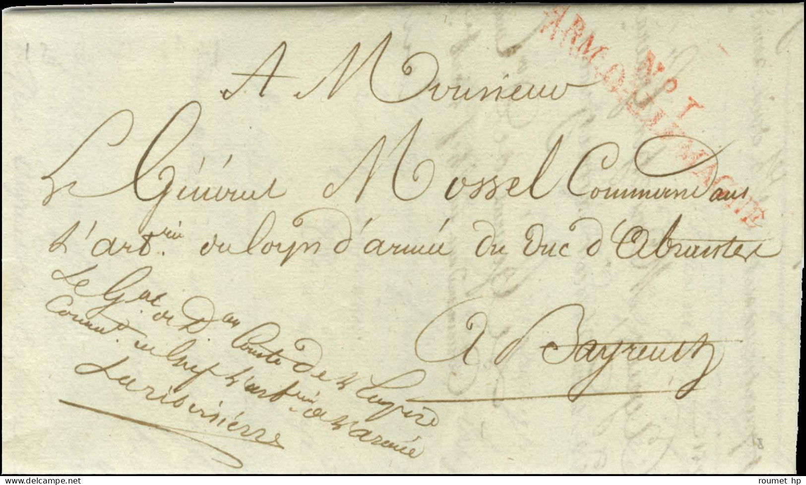 N° 1 / ARM.D'ALLEMAGNE Rouge Sur LAS De Lariboisière Avec Très Bon Texte Historique Mentionnant La Bataille De Wagram Da - Army Postmarks (before 1900)