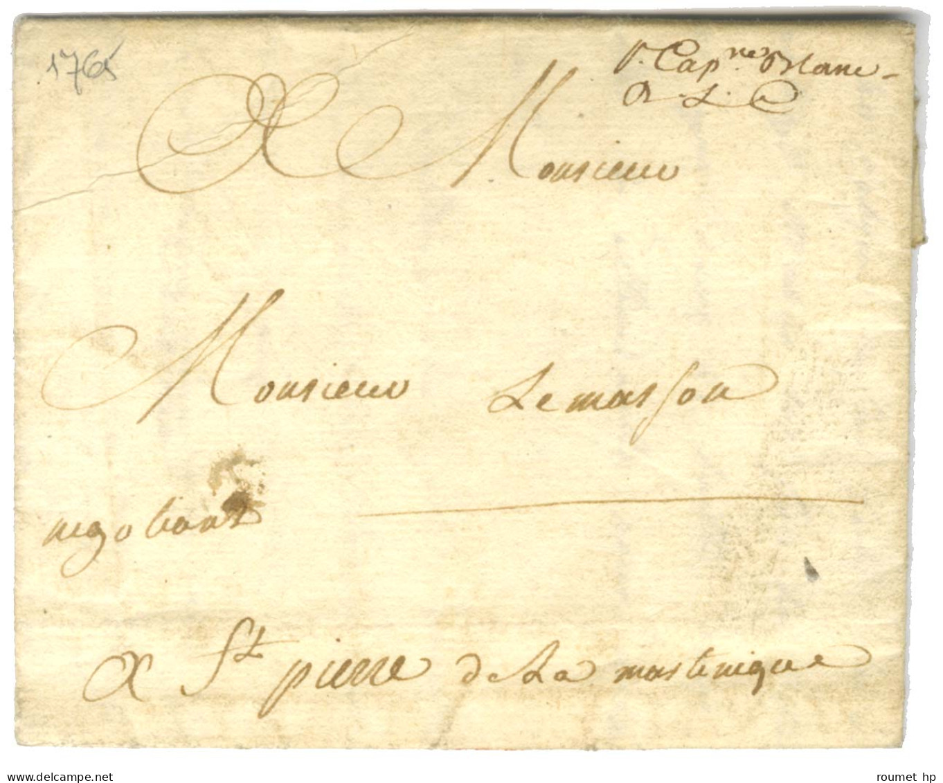 Lettre Avec Texte Daté De Montpellier Le 21 Février 1765 Pour St Pierre De La Martinique. - TB / SUP. - Other & Unclassified