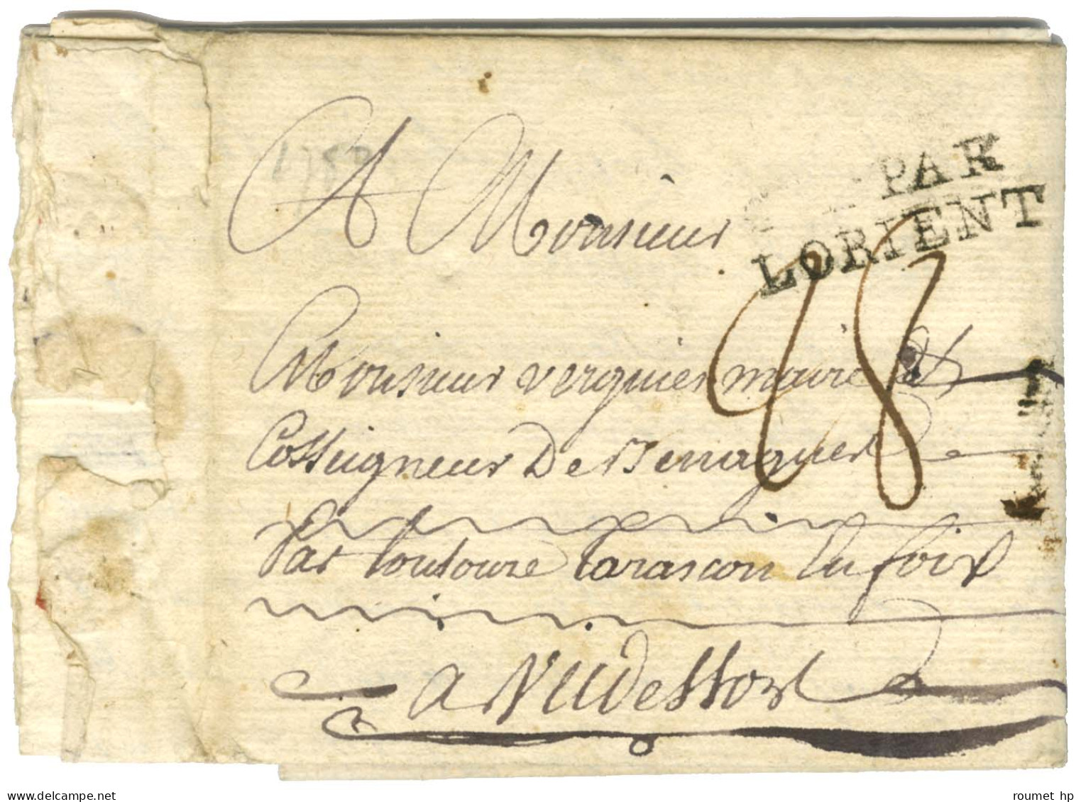 Lettre Avec Très Bon Texte Historique Daté Du Cap Le 4 Octobre 1780 Pour Toulouse. Au Recto, Marque Postale D'entrée COL - Entry Postmarks