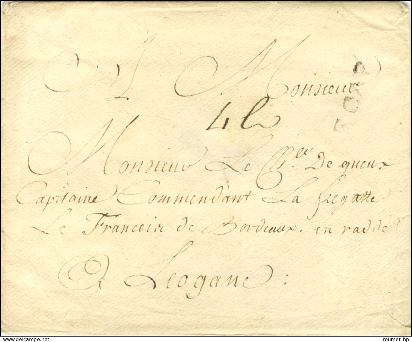 LE CAP (Jamet N° 1) Sur Enveloppe Avec Texte Daté Du Cap Le 29 Février 1764 Adressée Au Commandant De La Frégate Le Fran - Andere & Zonder Classificatie