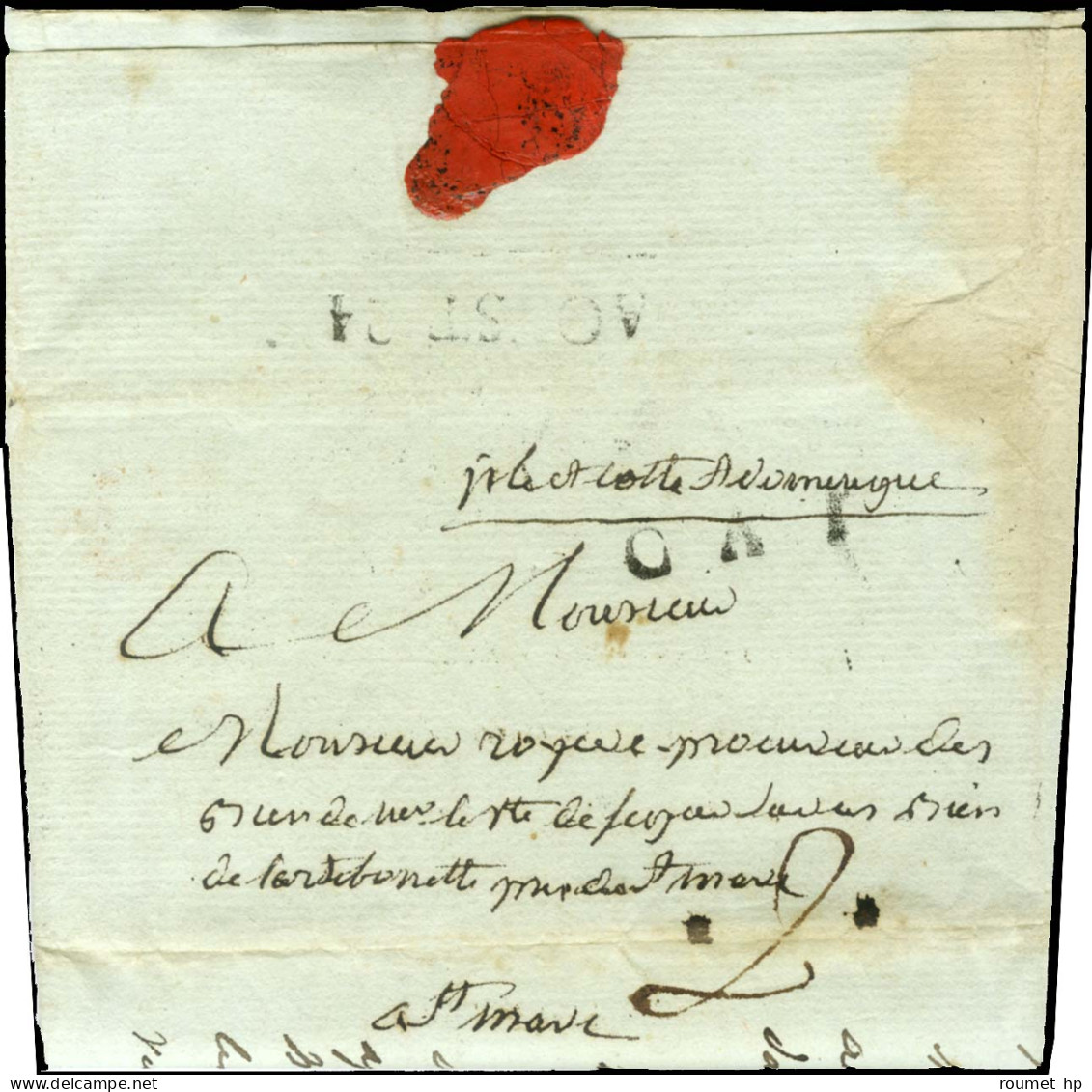 CAP (Jamet N° 10) Sur Lettre Avec Très Bon Texte Historique Daté De Bergerac Le 29 Mars 1788 Pour Saint Marc. Au Verso,  - Autres & Non Classés