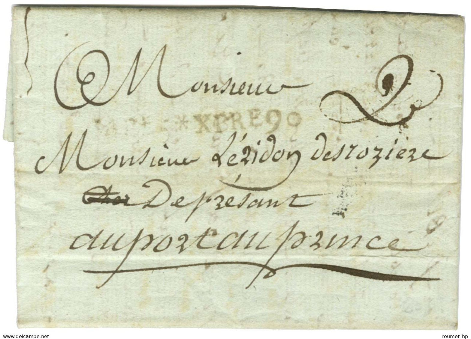 Lettre Avec Très Bon Texte Historique Daté Du Cap Le 5 Décembre 1790 Pour Port Au Prince. Au Recto, Marque D'entrée CAP  - Autres & Non Classés