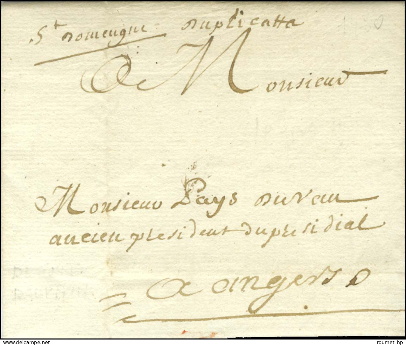 '' St Domingue '' (Jamet N° 2) Sur Lettre Avec Texte Daté De Fort Dauphin Le 10 Avril 1780 Pour Angers. - TB / SUP. - R. - Autres & Non Classés