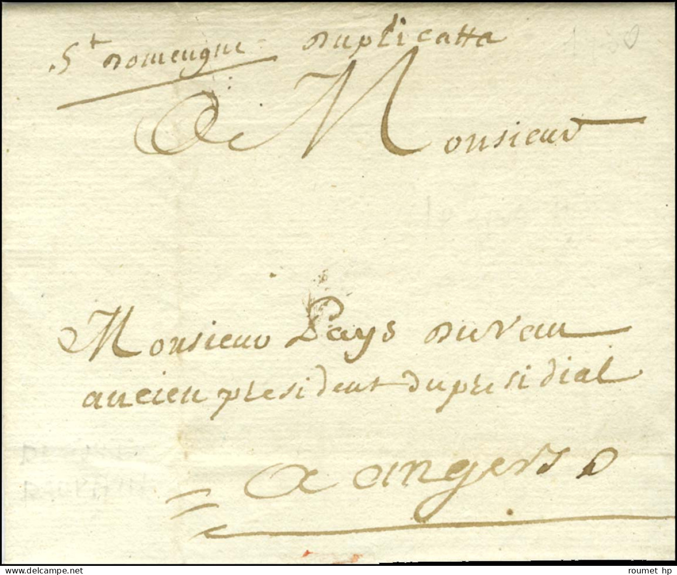 '' St Domingue '' (Jamet N° 2) Sur Lettre Avec Texte Daté De Fort Dauphin Le 10 Avril 1780 Pour Angers. - TB / SUP. - R. - Otros & Sin Clasificación