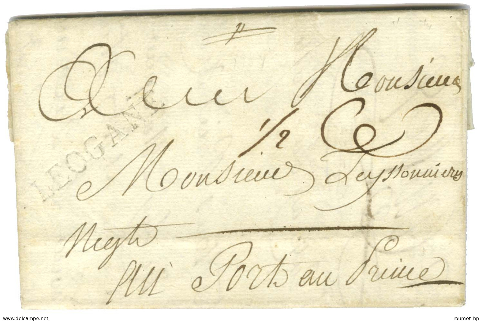 LEOGANE (Jamet N° 6) Sur Lettre Avec Texte Daté Du 9 Janvier 1784 Pour Port Au Prince. - TB. - Otros & Sin Clasificación