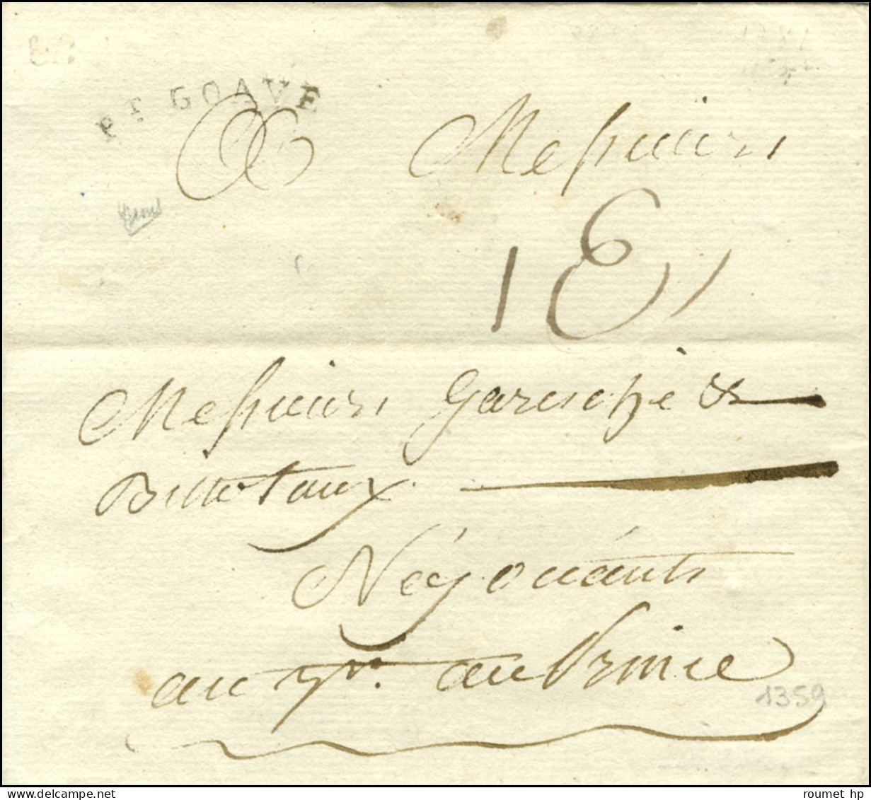 Pt GOAVE (Jamet N° 2) Sur Lettre Avec Texte Daté Petit Goave Le 11 Septembre 1781 Pour Port Au Prince. - SUP. - R. - Autres & Non Classés