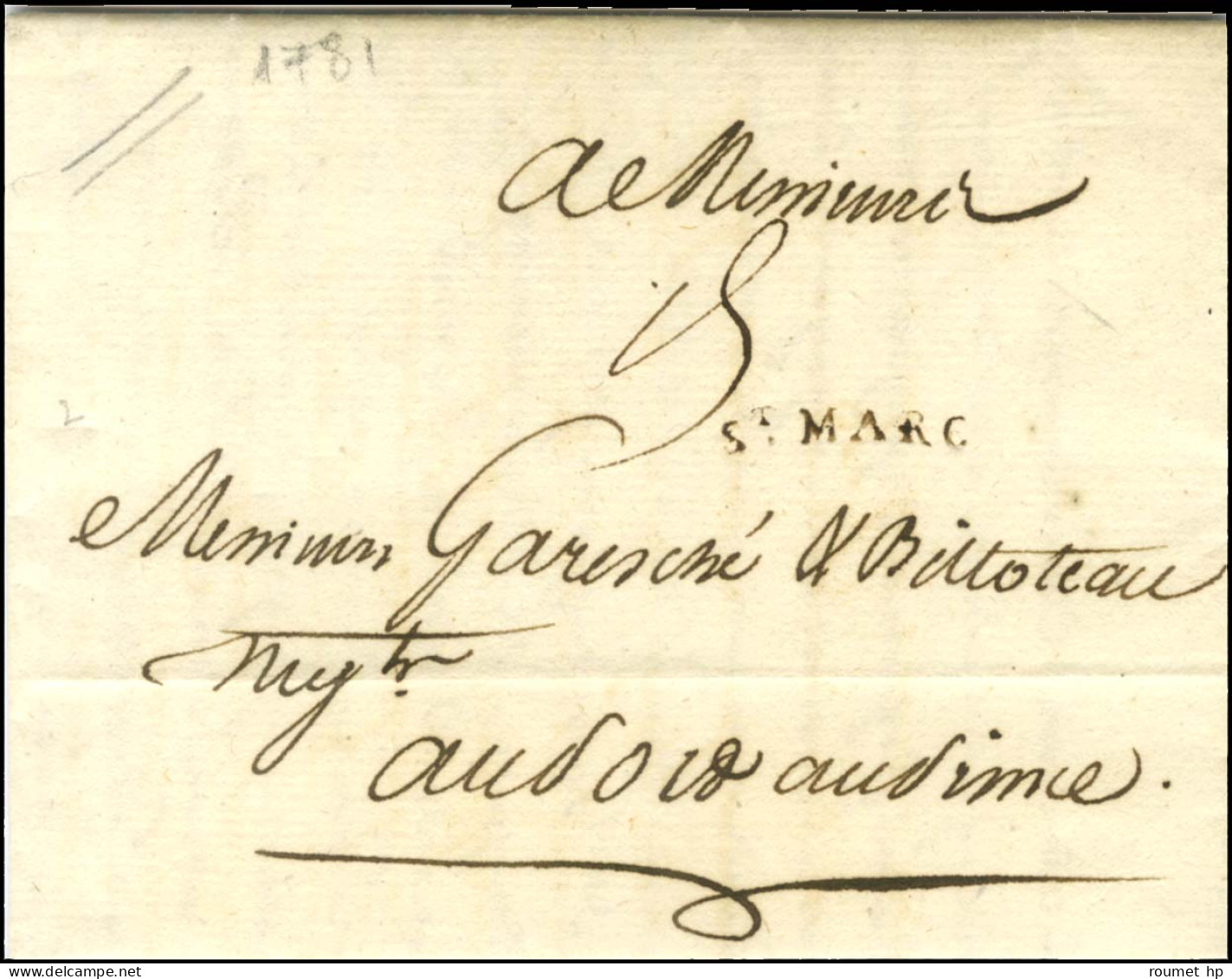 ST MARC (Jamet N° 5) Sur Lettre Avec Texte Daté De St Marc Le 17 Novembre 1781 Pour Port Au Prince. - SUP. - R. - Other & Unclassified