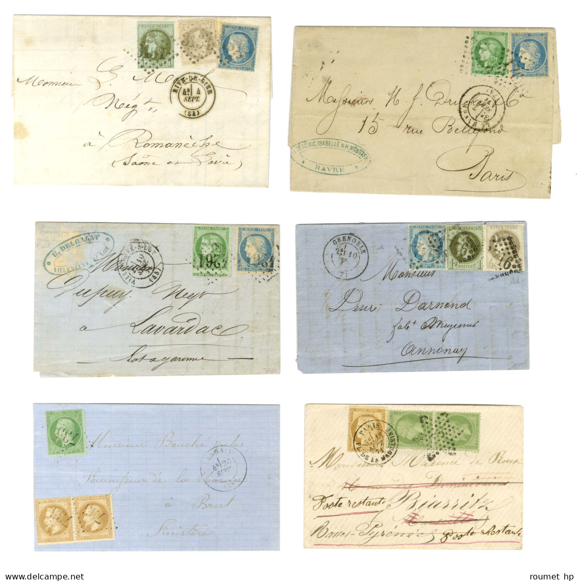 Lot De 19 Lettres Avec Affranchissements Composés De Septembre 1871 + 1 Lettre De La Commune De Paris. - Collections