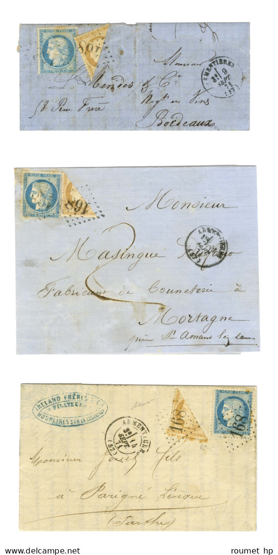 Lot De 3 Lettres Avec Timbres Coupés De Septembre 1871. - Collections