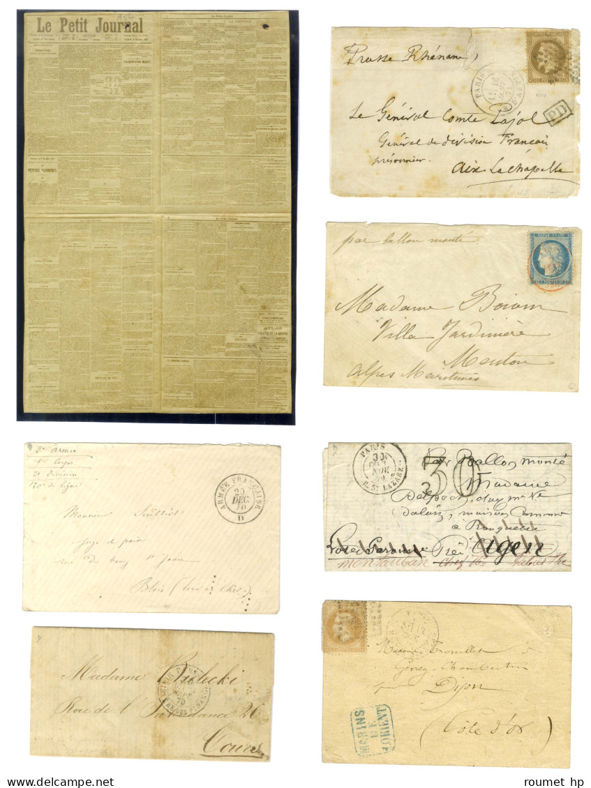 Lot De 18 Ballons Montés (dont Quelques Destinations étrangères) + 1 Lettre De Guerre De 1870. - Sammlungen