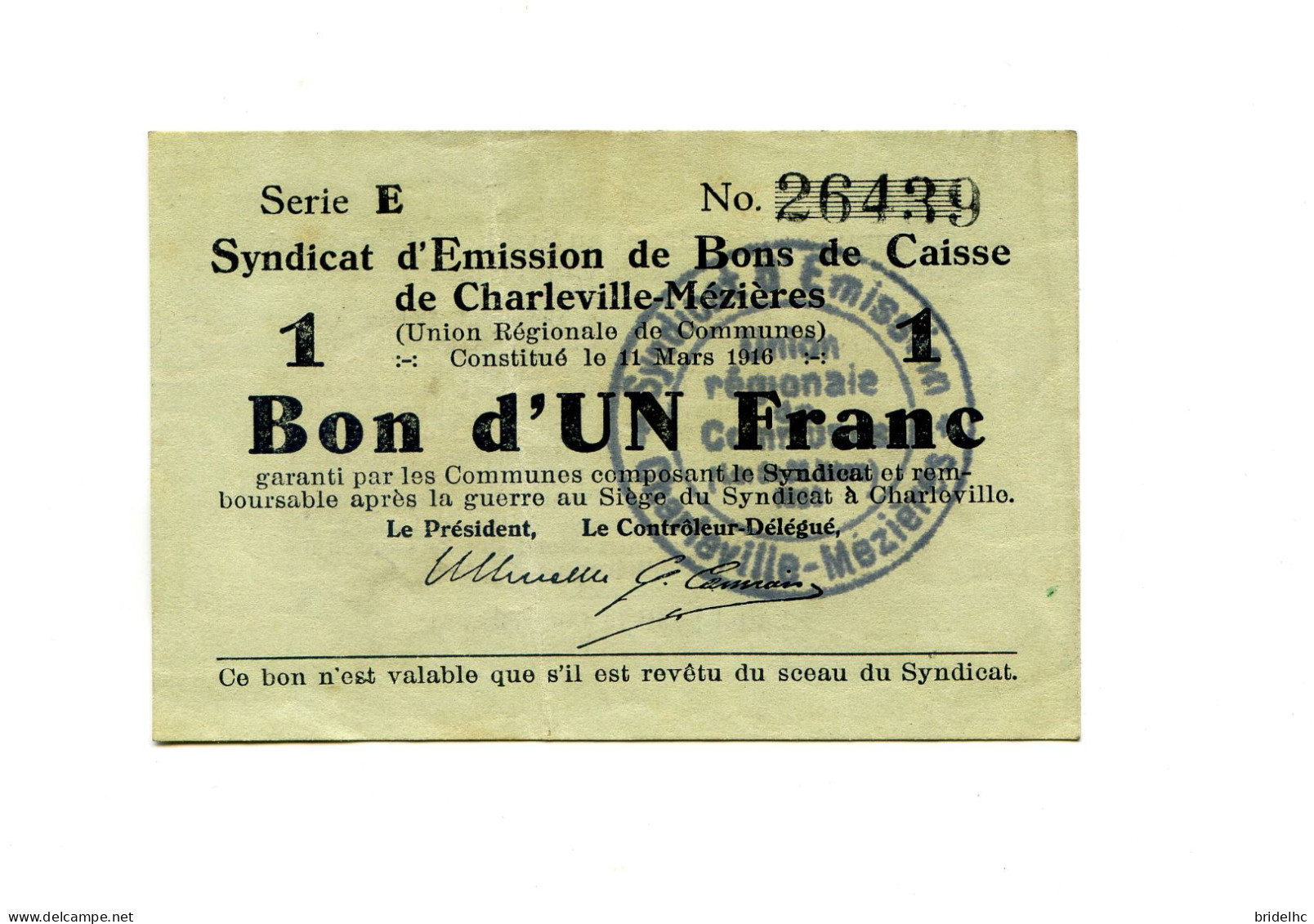 1 Franc Bon Charleville-Mézières - Notgeld