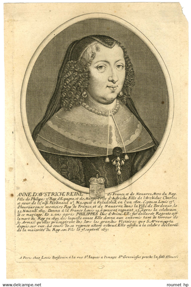 ANNE D'AUTRICHE (1601-1666), Reine De France Et Régente Du Royaume. - Autres & Non Classés