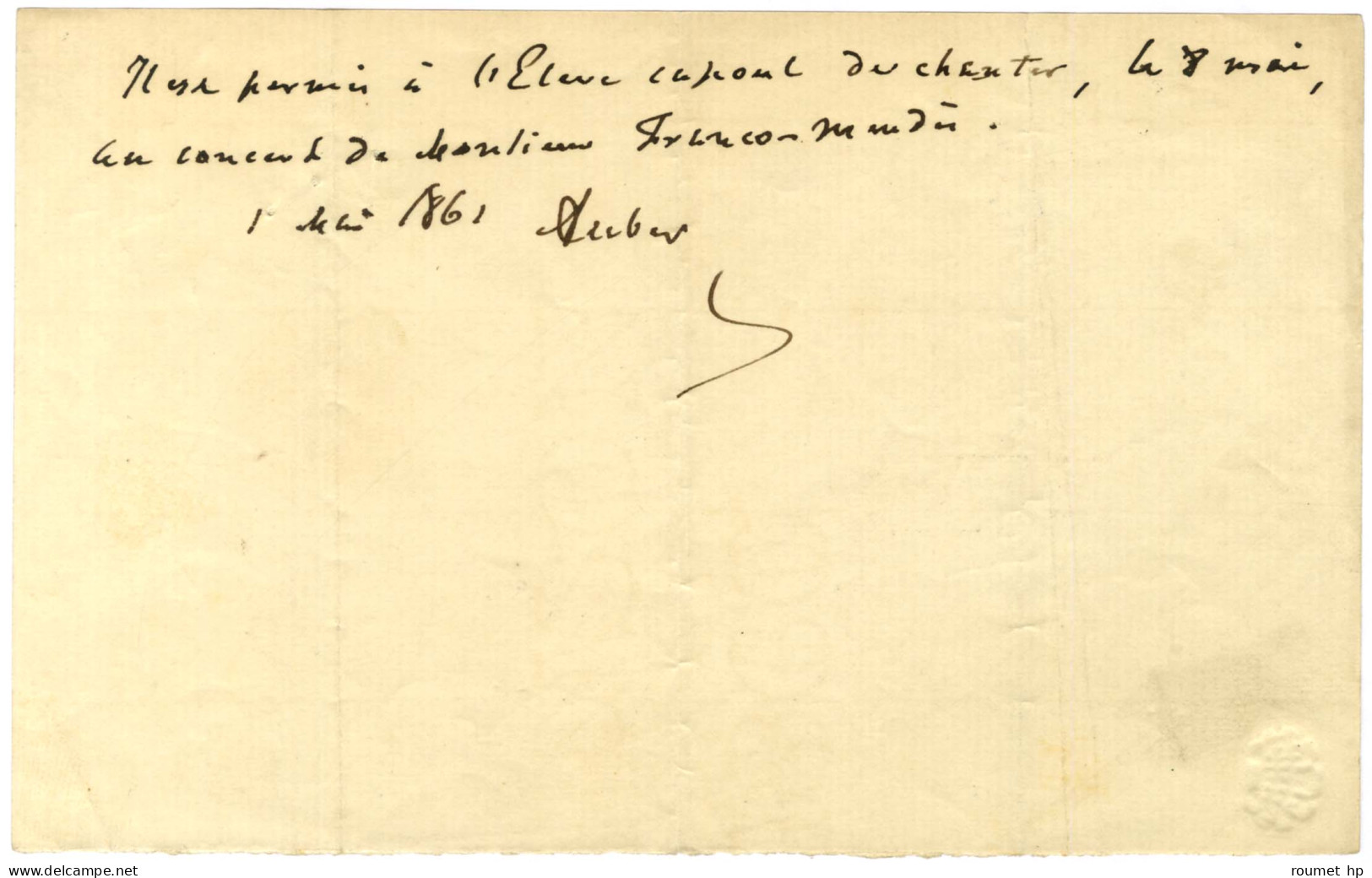 AUBER Daniel François Esprit (1782-1871), Compositeur. - Andere & Zonder Classificatie