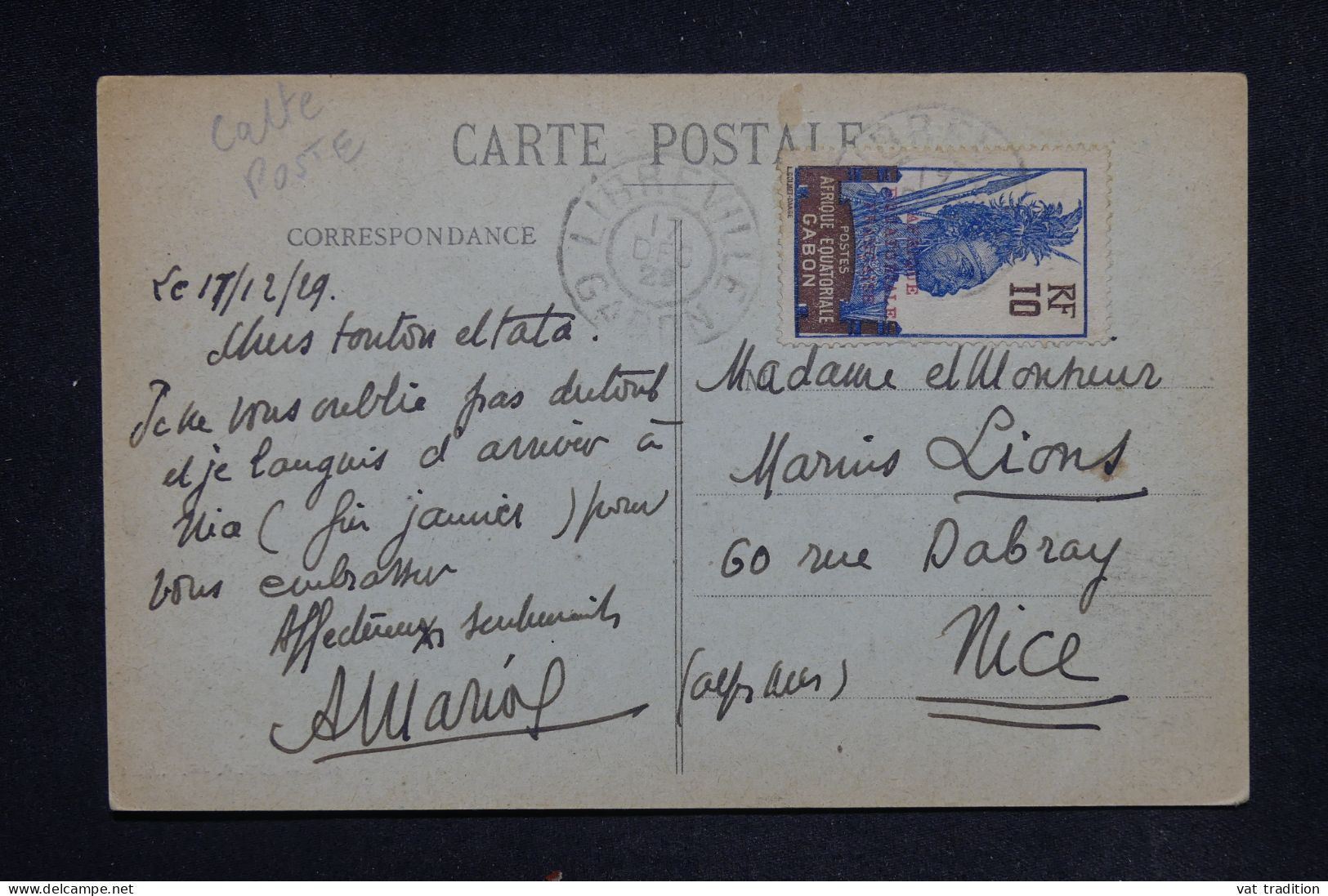 GABON - Affranchissement De Libreville Sur Carte Postale Pour Nice En 1929 - L 148660 - Storia Postale