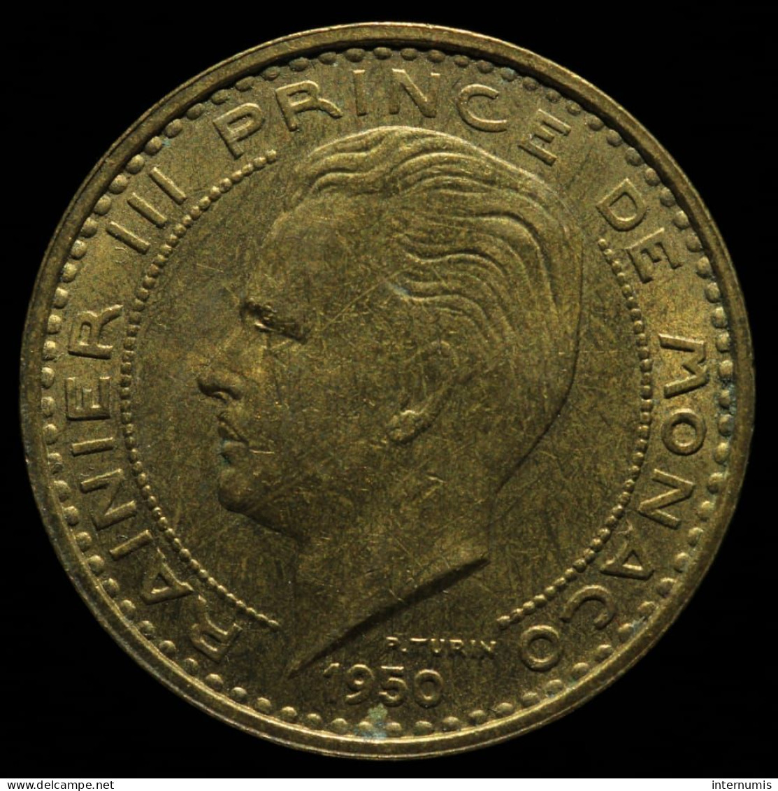 Monaco, Rainier III, 50 Francs, 1950, Cu-Al, NC (UNC), KM#132, G.MC141 - 1949-1956 Franchi Antichi