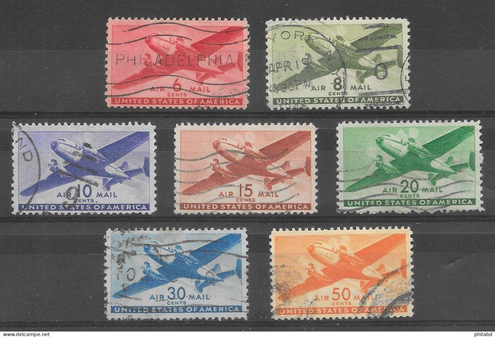 Etats-Unis D'Amérique Poste Aérienne / Air Mail N°26 à/to 32 1941-44 O - 2a. 1941-1960 Usati