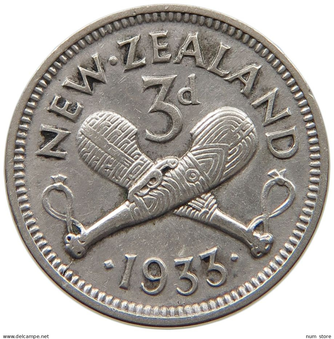 NEW ZEALAND 3 PENCE 1933 GEORGE V. (1910-1936) #MA 021197 - Nouvelle-Zélande