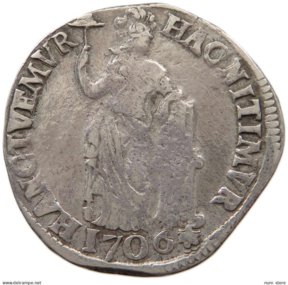 NETHERLANDS OVERIJSSEL PROVINCIE GULDEN 1706  #MA 003907 - Provincial Coinage