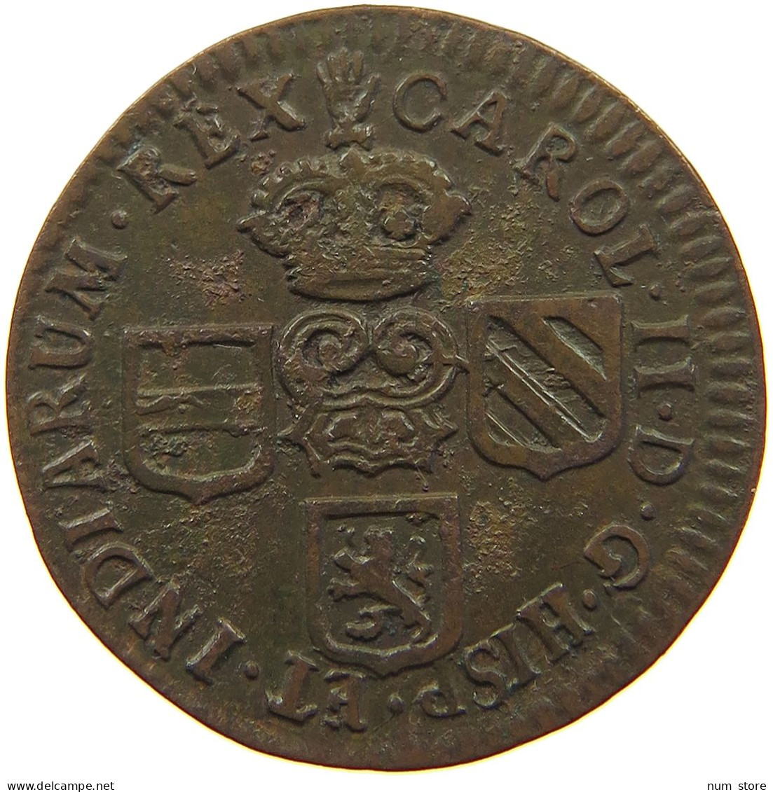 NETHERLANDS LIARD 1692 CARLOS II. 1665-1700 #MA 018385 - …-1795 : Période Ancienne