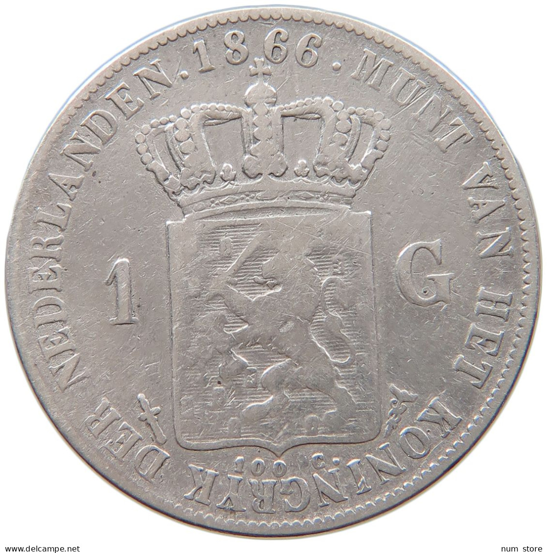 NETHERLANDS GULDEN 1866 WILHELM III., 1849 - 1890 #MA 065460 - 1849-1890: Willem III.